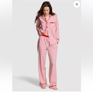 NWT Victoria’s Secret Pink and Red Striped Flannel Pajamas Set - Size XS SHORT